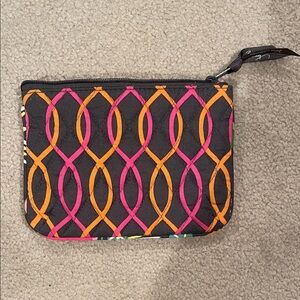 Vera Bradley Pink and Orange Patterned Women's makeup Bag
